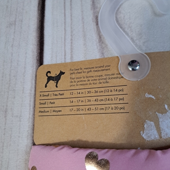 Pup Crew Small Pink Puffer Jacket Coat With Shiny Gold Hearts - Picture 4 of 5